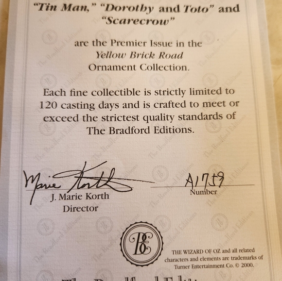 Set of 12 Wizard of Oz ornaments with Certificate of Authenticity - Picture 15 of 16